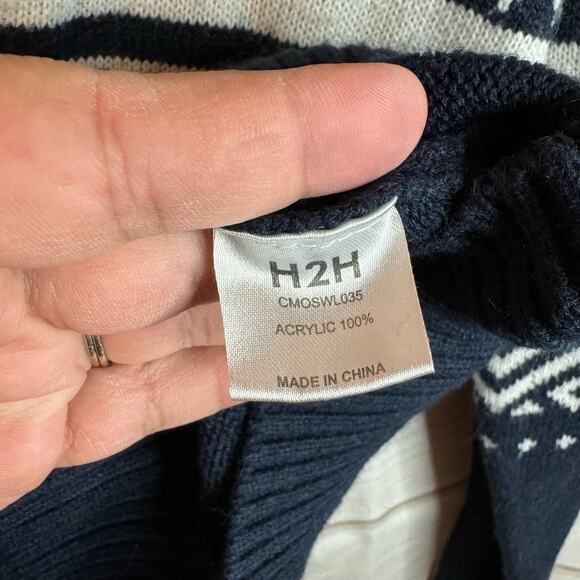 H2H Navy Blue Slim Fit Knitted Ugly Christmas Sweater Size Small - Picture 5 of 6